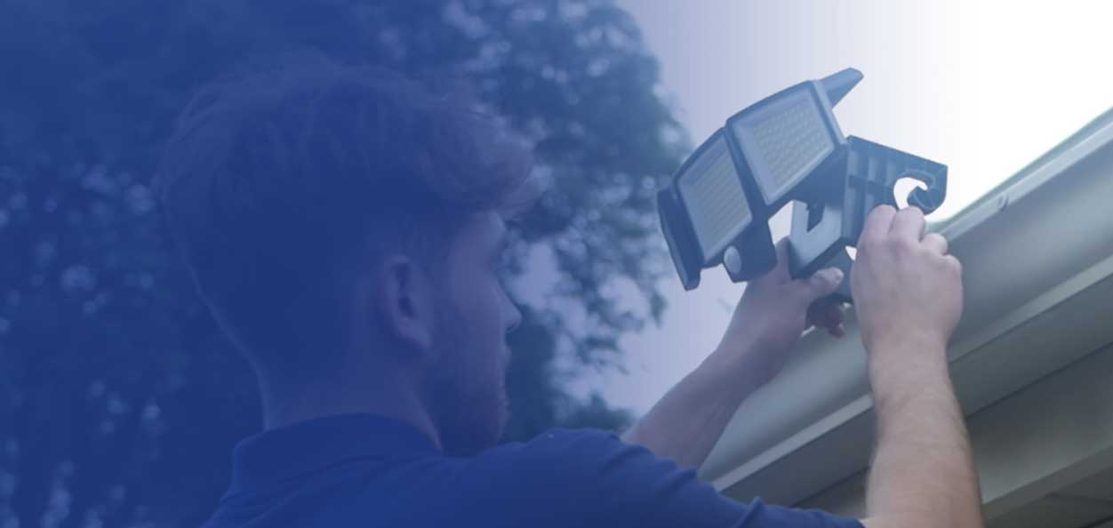 Gutter-Mounted Solar Security Lighting